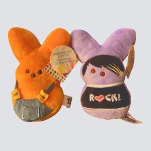 Peeps Marshmallow Scented Plush Easter Bunny Orange  Purple Rock Kawaii Kids